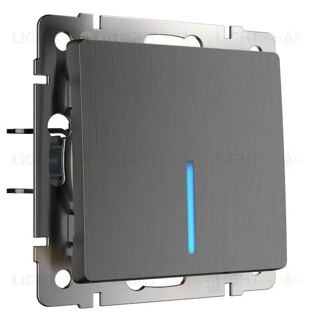 Выключатель одноклавишный с подсветкой Werkel 10A/250В графит рифленый a050749 a050749