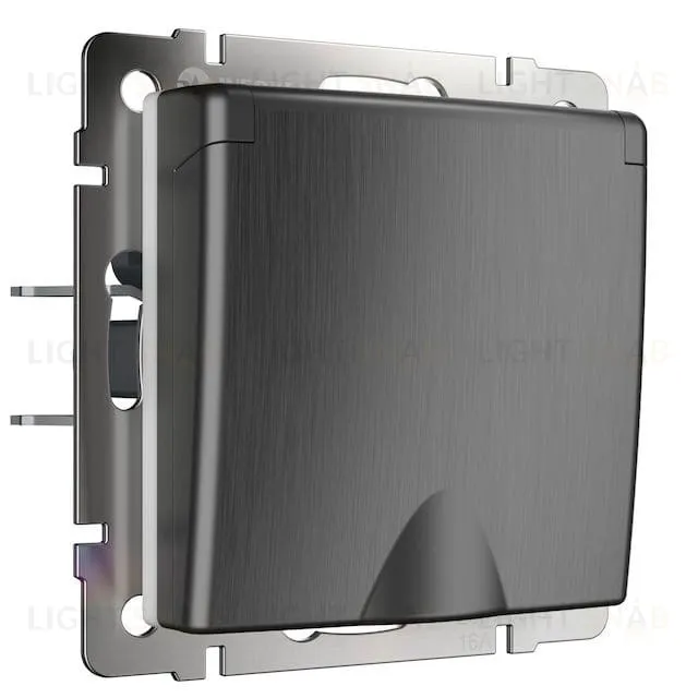 Розетка влагозащищенная с заземлением с защитной крышкой и шторками Werkel 10A/250В, винтовой зажим, графит рифленый a050754 a050754