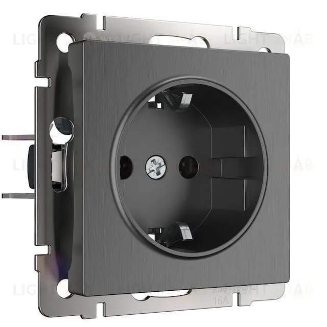 Розетка с заземлением и шторками Werkel 16A/250В, винтовой зажим, графит рифленый a050750 a050750