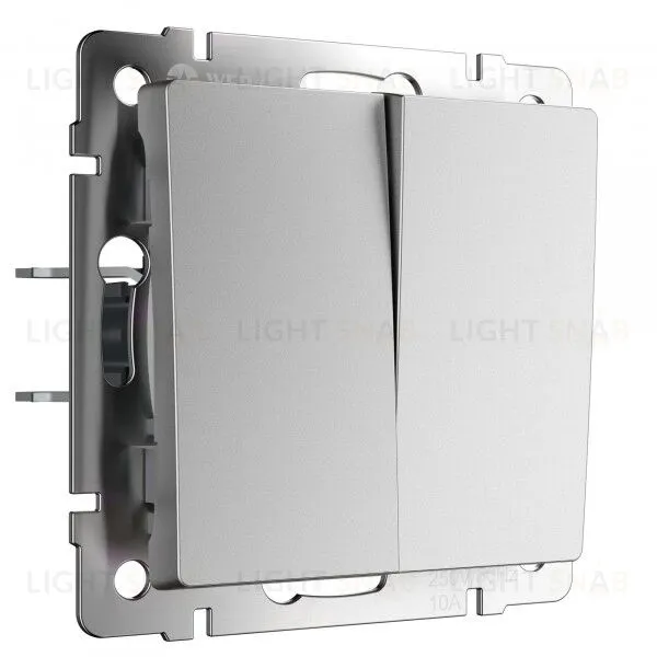 Выключатель двухклавишный проходной Werkel 10A/250В (из 2-х мест) серебряный матовый a063611 a063611