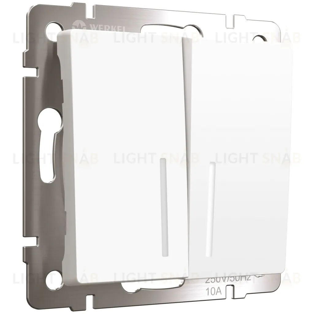 Выключатель двухклавишный с подсветкой Werkel 10A/250В белый матовый a059273 a059273
