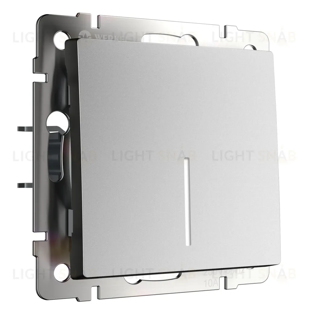 Выключатель одноклавишный с подсветкой Werkel 10A/250В серебряный матовый a063607 a063607