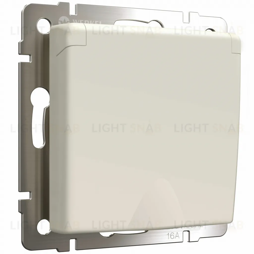 Розетка влагозащищенная с заземлением с защитной крышкой и шторками Werkel 10A/250В, винтовой зажим, айвори матовый a059276 a059276