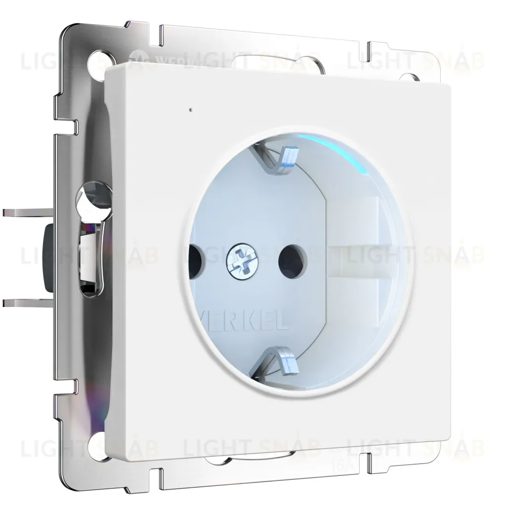 Розетка с заземлением с подсветкой 16A/250В Werkel, белый матовый a062405 a062405