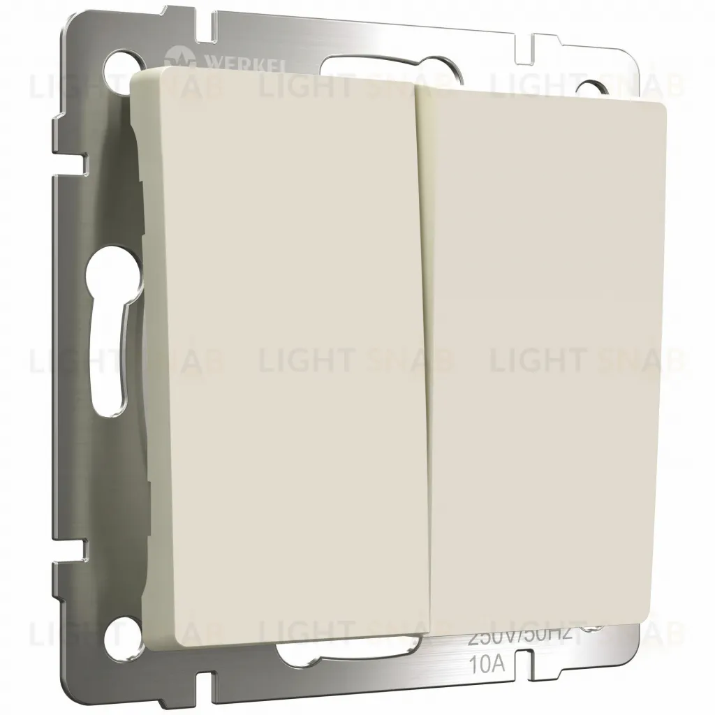 Выключатель двухклавишный проходной Werkel 10A/250В (из 2-х мест) айвори матовый a059281 a059281