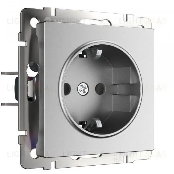 Розетка с заземлением и шторками Werkel 16A/250В, винтовой зажим, серебряный матовый a063613 a063613