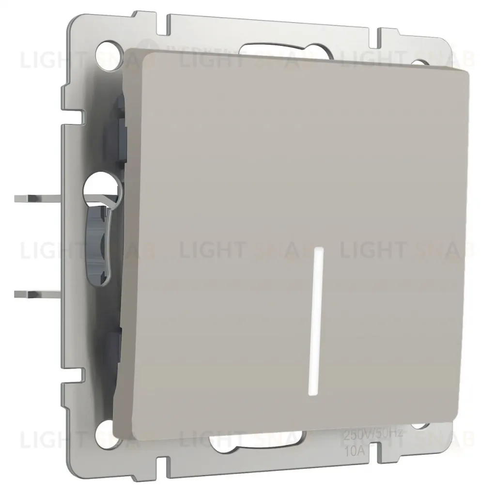 Выключатель одноклавишный проходной с подсветкой Werkel 10A/250В (из 2-х мест), дымчатый a069450 a069450