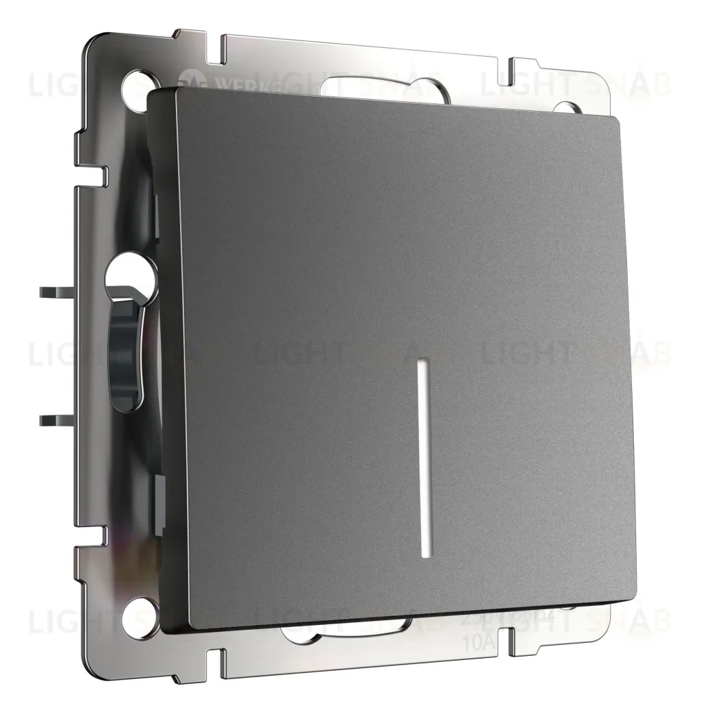 Выключатель одноклавишный проходной с подсветкой Werkel 10A/250В (из 2-х мест), графит матовый a063101 a063101