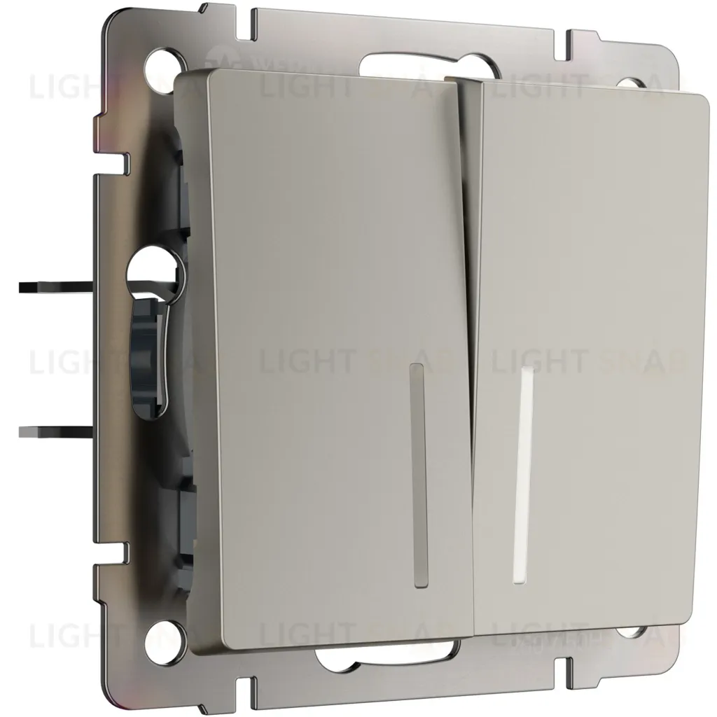 Выключатель двухклавишный проходной с подсветкой Werkel 10A/250В (из 2-х мест), дымчатый a069459 a069459