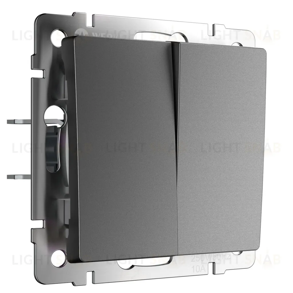 Выключатель двухклавишный проходной Werkel 10A/250В (из 2-х мест) графит матовый a063100 a063100