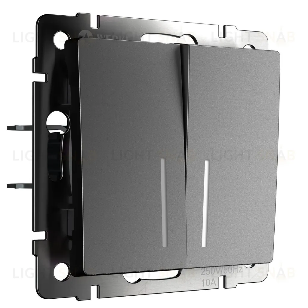 Выключатель двухклавишный с подсветкой Werkel 10A/250В графит матовый a063099 a063099