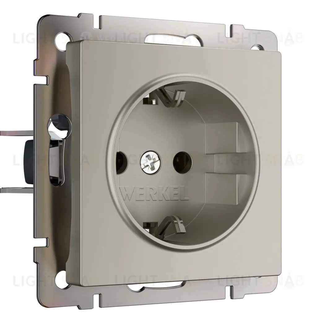 Розетка с заземлением и шторками Werkel 16A/250В, винтовой зажим, дымчатый a069463 a069463