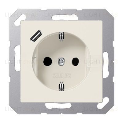 Розетка с заземлением + USB тип C, Jung 16А/250В слоновая кость A1520-18C A1520-18C