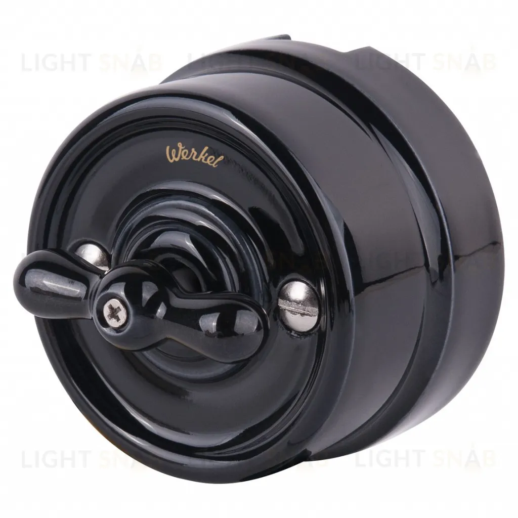 Выключатель поворотный двухклавишный 10А/250В Werkel Retro черный, керамика a051452 a051452