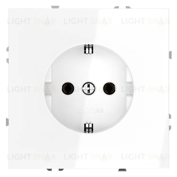 Розетка с заземлением Voltum S70 16А, безвинтовой зажим, белый глянцевый VLS040101 VLS040101