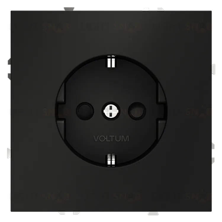 Розетка с заземлением со шторками Voltum S70 16А, безвинтовой зажим, черный матовый VLS040208 VLS040208
