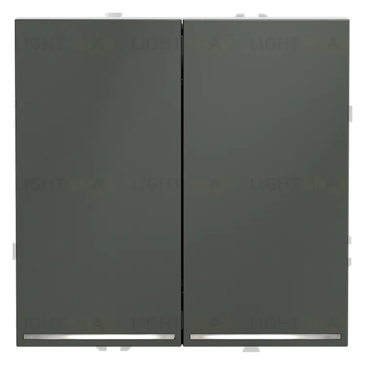 Выключатель двухклавишный проходной с подсветкой Voltum S70 10А, титан VLS020406 VLS020406