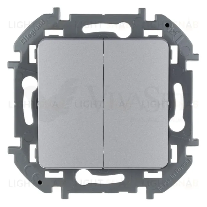 Выключатель двухклавишный Daccord (Legrand) INSPIRIA 10A/250В, алюминий 673622 673622
