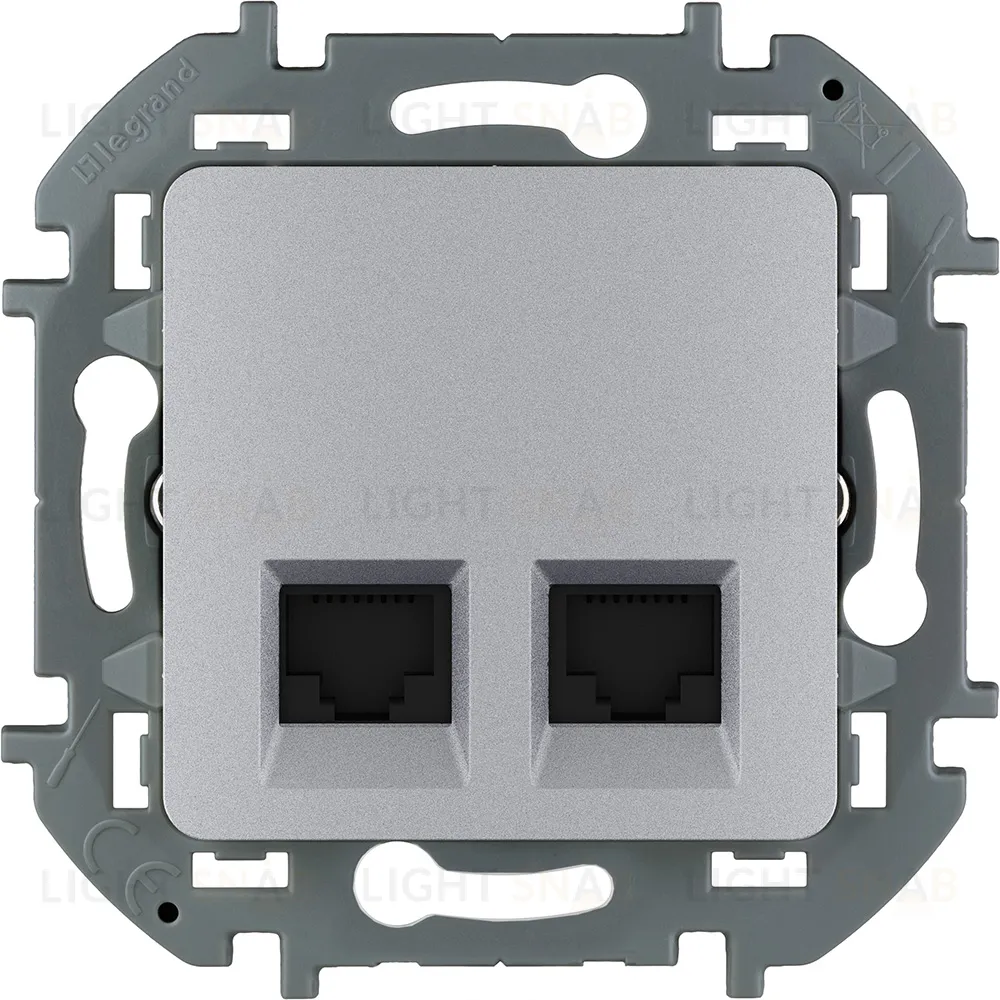 Розетка компьютерная двойная 6 кат, RJ 45, UTP Daccord (Legrand) INSPIRIA, алюминий 673842 673842