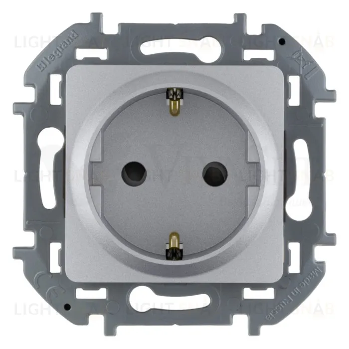 Розетка с заземлением с защитными шторками 16A/250В, винтовой зажим Daccord (Legrand) INSPIRIA, алюминий 673732 673732