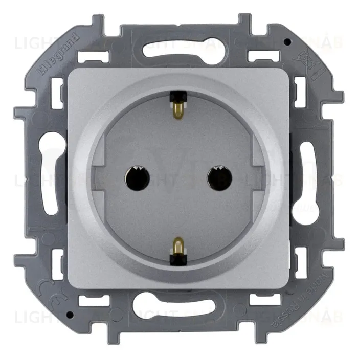 Розетка с заземлением 16A/250В винтовой зажим Daccord (Legrand) INSPIRIA, алюминий 673722 673722