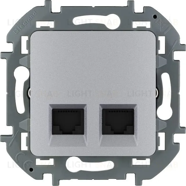 Розетка компьютерная двойная 5 кат, RJ 45, UTP Daccord (Legrand) INSPIRIA, алюминий 673837 673837