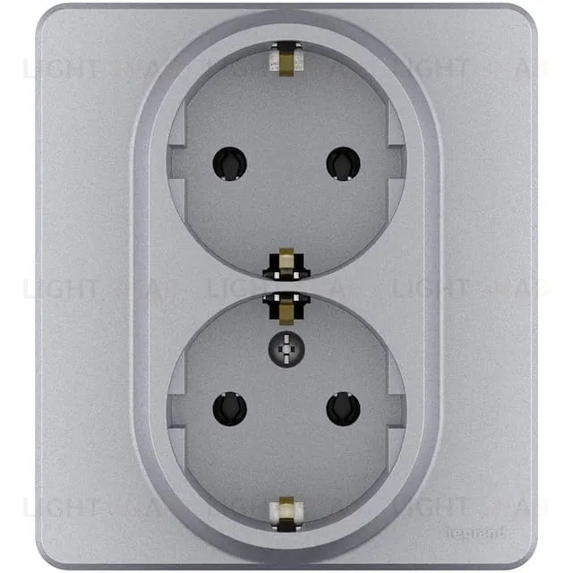 Розетка двойная с заземлением 16A/250В, винтовые зажимы Daccord (Legrand) INSPIRIA, алюминий 673752 673752