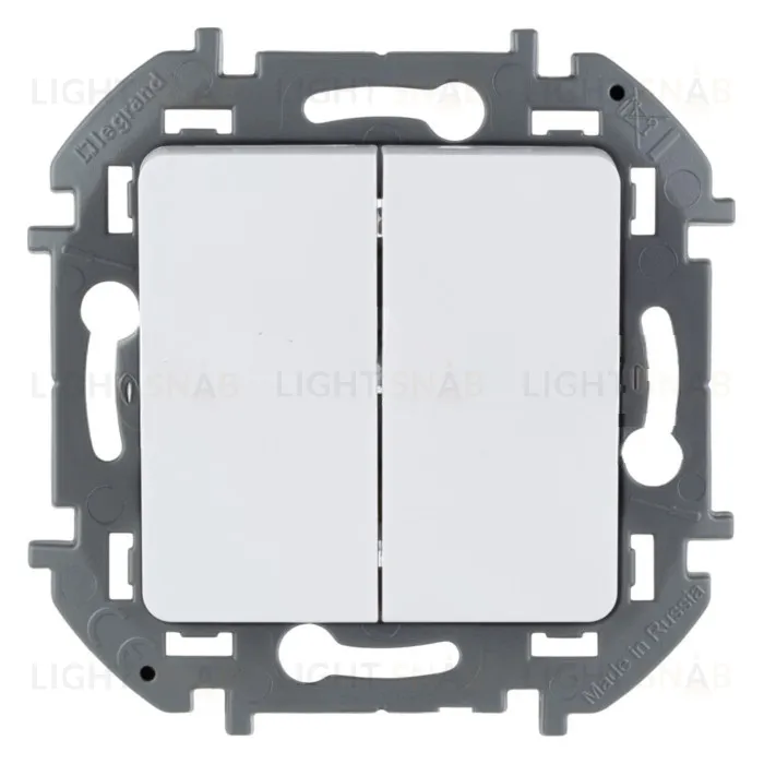 Выключатель двухклавишный проходной Daccord (Legrand) INSPIRIA 10A/250В, белый 673655 673655
