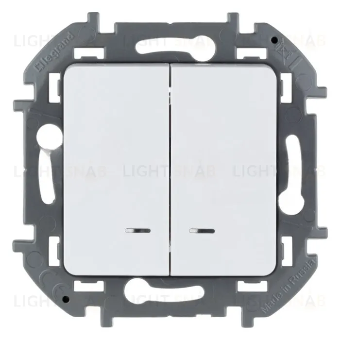 Выключатель двухклавишный проходной с подсветкой Daccord (Legrand) INSPIRIA 10A/250В, белый 673665 673665