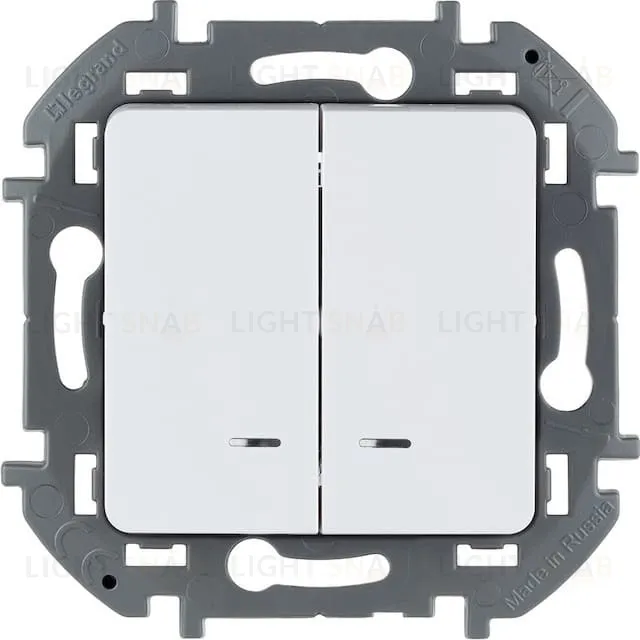 Выключатель двухклавишный с подсветкой Daccord (Legrand) INSPIRIA 10A/250В, белый 673630 673630