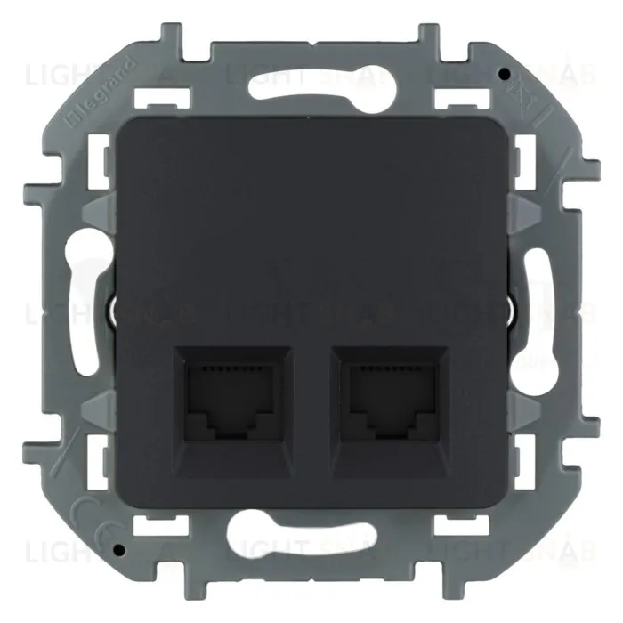 Розетка компьютерная двойная 5 кат, RJ 45, UTP Daccord (Legrand) INSPIRIA, антрацит 673838 673838