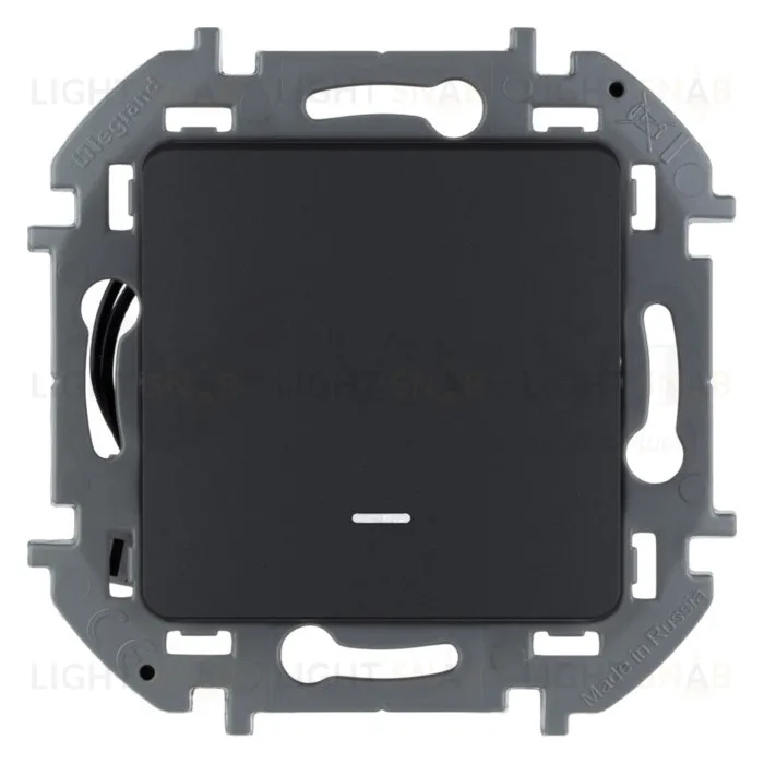 Выключатель одноклавишный с подсветкой Daccord (Legrand) INSPIRIA 10A/250В, антрацит 673613 673613