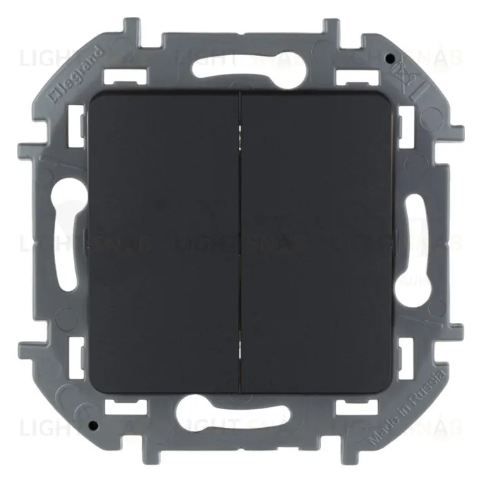 Выключатель двухклавишный Daccord (Legrand) INSPIRIA 10A/250В, антрацит 673623 673623