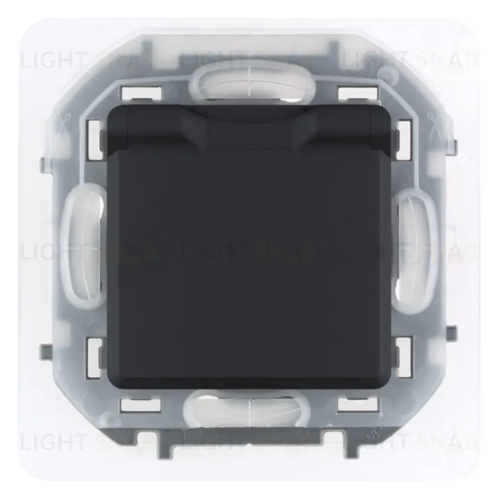 Розетка с заземлением с защитными шторками и крышкой 16A/250В, винтовой зажим Daccord (Legrand) INSPIRIA, антрацит 673743 673743