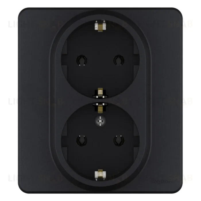 Розетка двойная с заземлением 16A/250В, винтовые зажимы Daccord (Legrand) INSPIRIA, антрацит 673753 673753