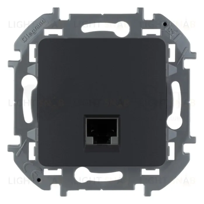 Розетка компьютерная одинарная 6 кат, RJ 45, UTP Daccord (Legrand) INSPIRIA, антрацит 673833 673833