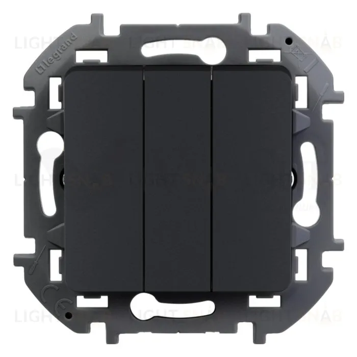 Выключатель трехклавишный Daccord (Legrand) INSPIRIA 10A/250В, антрацит 673643 673643