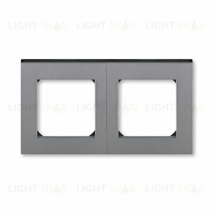 Рамка двойная ABB Levit сталь-дымчатый чёрный 2CHH015020A6069 2CHH015020A6069