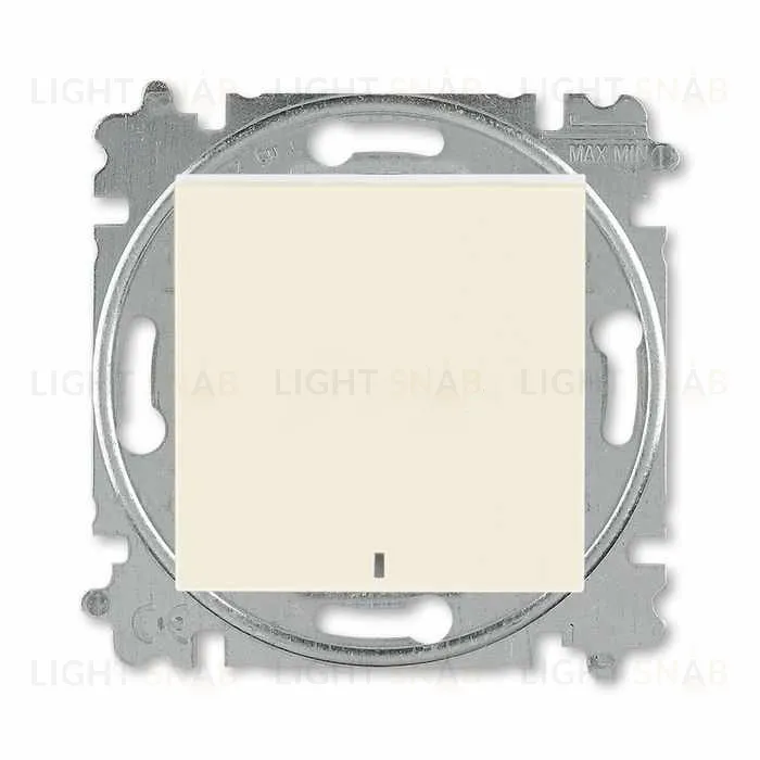 Выключатель кнопочный одноклавишный с подсветкой ABB Levit, 10 А, слоновая кость-белый 2CHH599147A6017 2CHH599147A6017