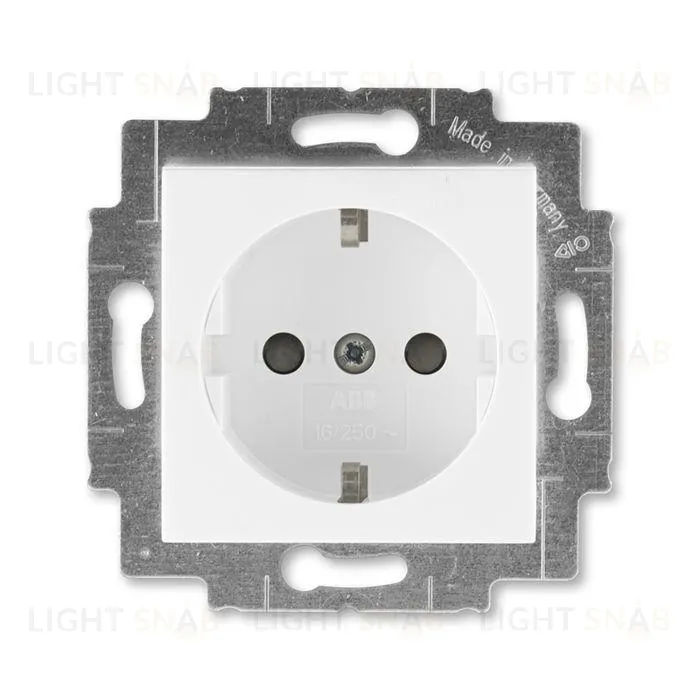 Розетка с заземлением со шторками, безвинтовой зажим ABB Levit, белый-белый 2CHH203457A6003 2CHH203457A6003