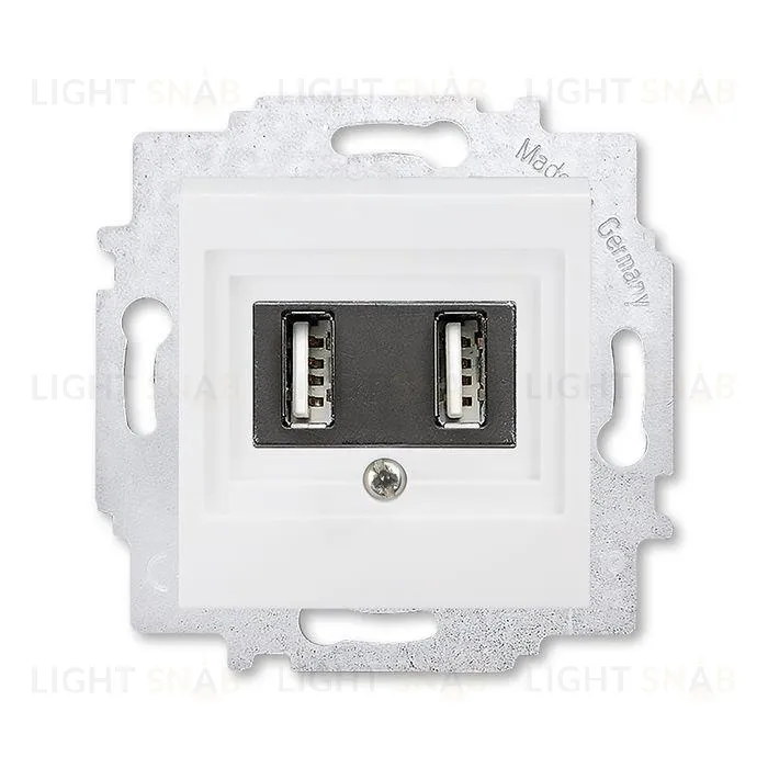 Usb розетка двойная для зарядки (1,4А) ABB Levit, белый 2CHH290040A6003 2CHH290040A6003