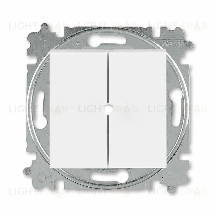 Выключатель кнопочный двухклавишный ABB Levit, 10 А, белый-ледяной 2CHH598745A6001 2CHH598745A6001