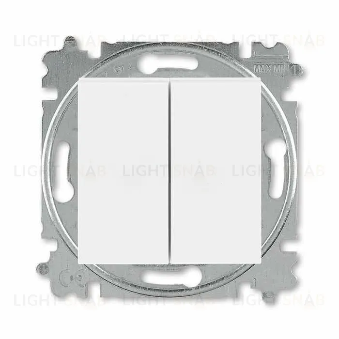 Выключатель двухклавишный ABB Levit, 10 А, белый-белый 2CHH590545A6003 2CHH590545A6003