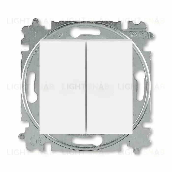 Переключатель двухклавишный ABB Levit (с 2-х мест), 10А, белый-ледяной 2CHH595245A6001 2CHH595245A6001