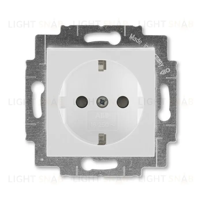 Розетка с заземлением со шторками, безвинтовой зажим ABB Levit, серый-белый 2CHH203457A6016 2CHH203457A6016
