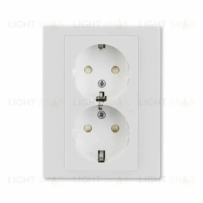 Розетка двойная с рамкой с заземлением и шторками ABB Levit, серый-белый 2CHH223457C6016 2CHH223457C6016