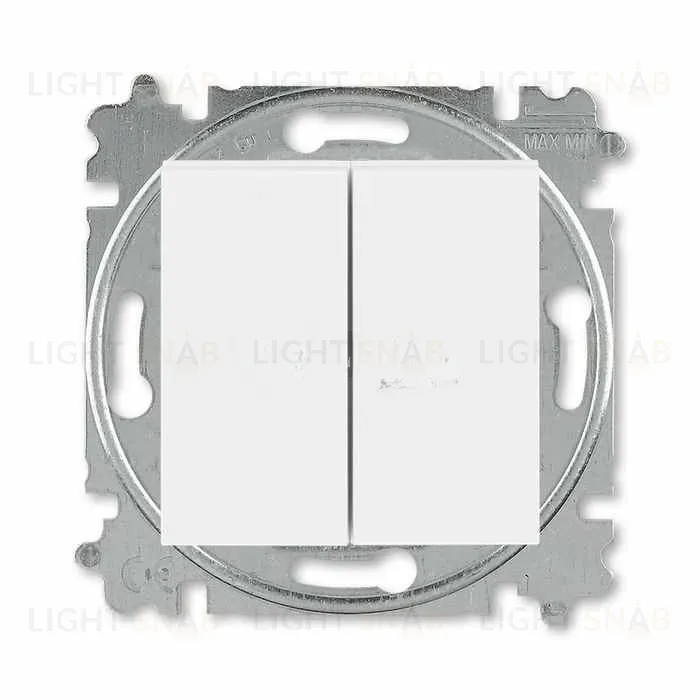 Выключатель кнопочный двухклавишный ABB Levit, 10 А, белый-белый 2CHH598745A6003 2CHH598745A6003