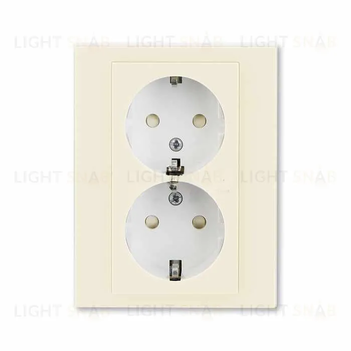 Розетка двойная с рамкой с заземлением и шторками ABB Levit, слоновая кость-белый 2CHH223457C6017 2CHH223457C6017