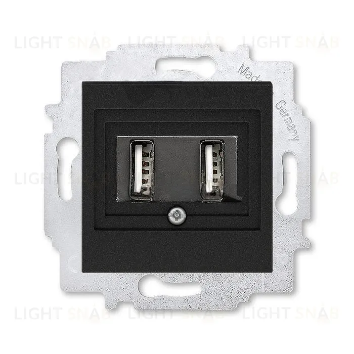 Usb розетка двойная для зарядки (1,4А) ABB Levit антрацит 2CHH290040A6063 2CHH290040A6063