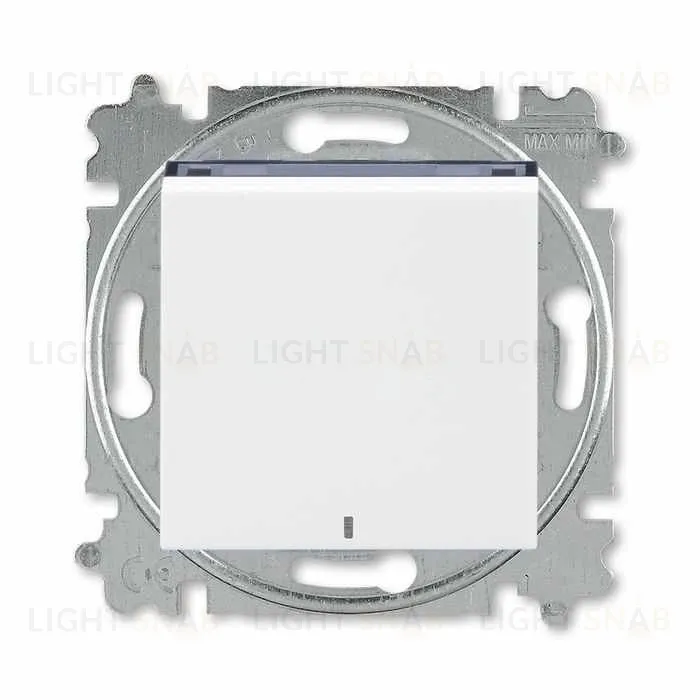 Выключатель кнопочный одноклавишный с подсветкой ABB Levit, 10 А, белый-дымчатый чёрный 2CHH599147A6062 2CHH599147A6062